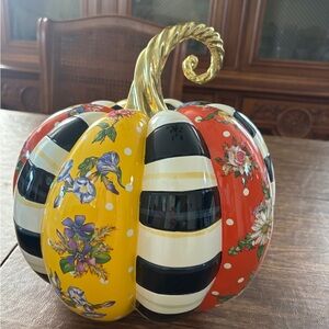 Brand New Mackenzie Childs Flower Market Decorative Pumpkin 12” X 7”